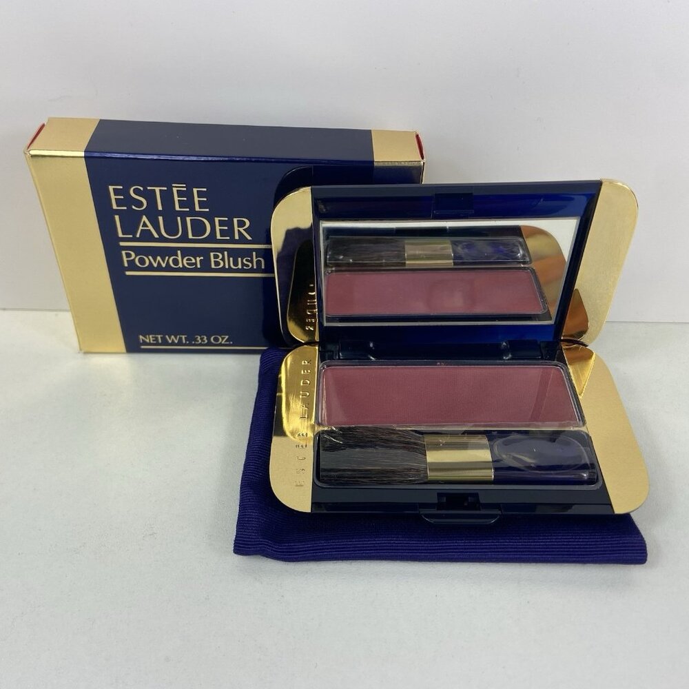 Estee Lauder Powder Blush Plum 33 Makeup Compact .33 oz w/ Pouch